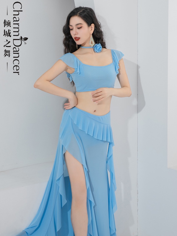 倾城之舞肚皮舞服装仙气荷叶飘带东方舞服夏季网纱练功服套装班服